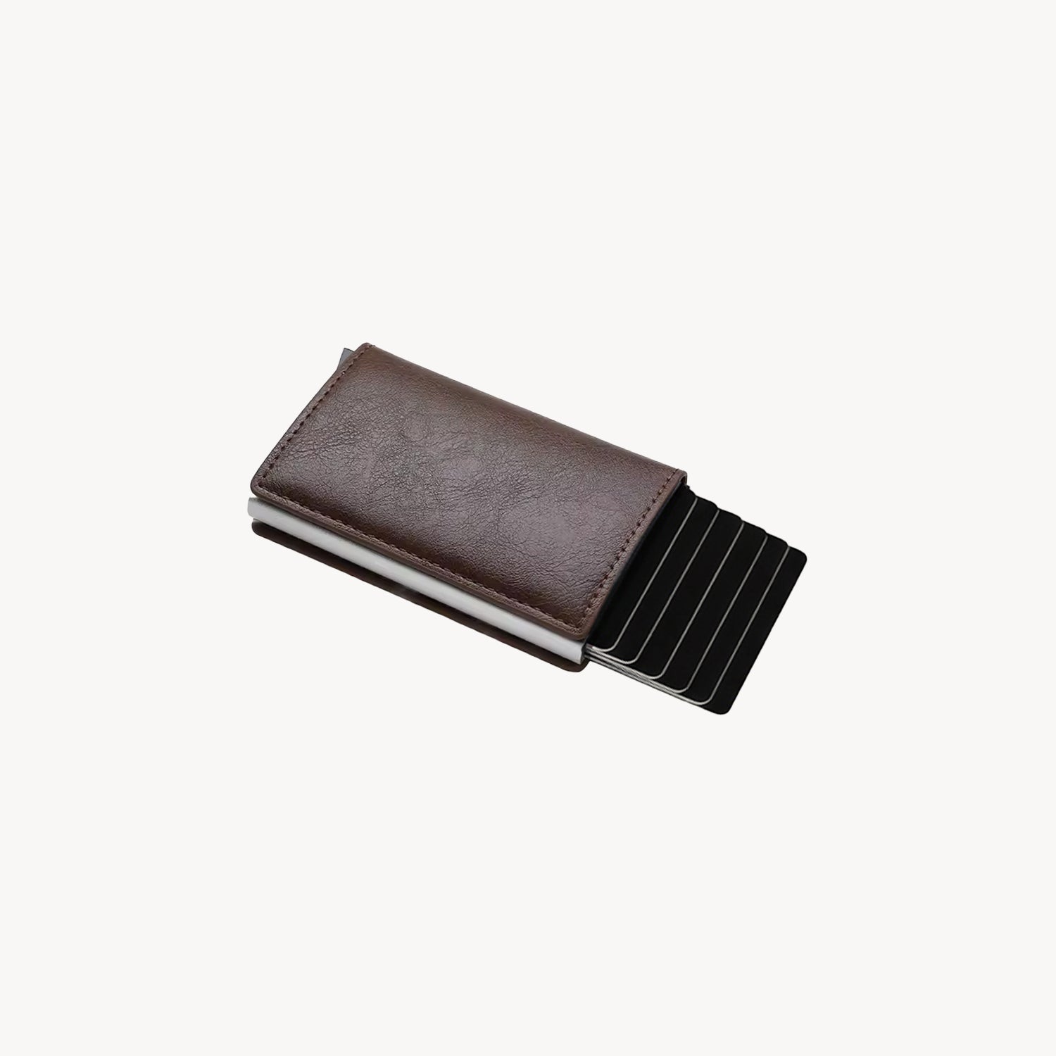 porte carte marron en cuir vegan