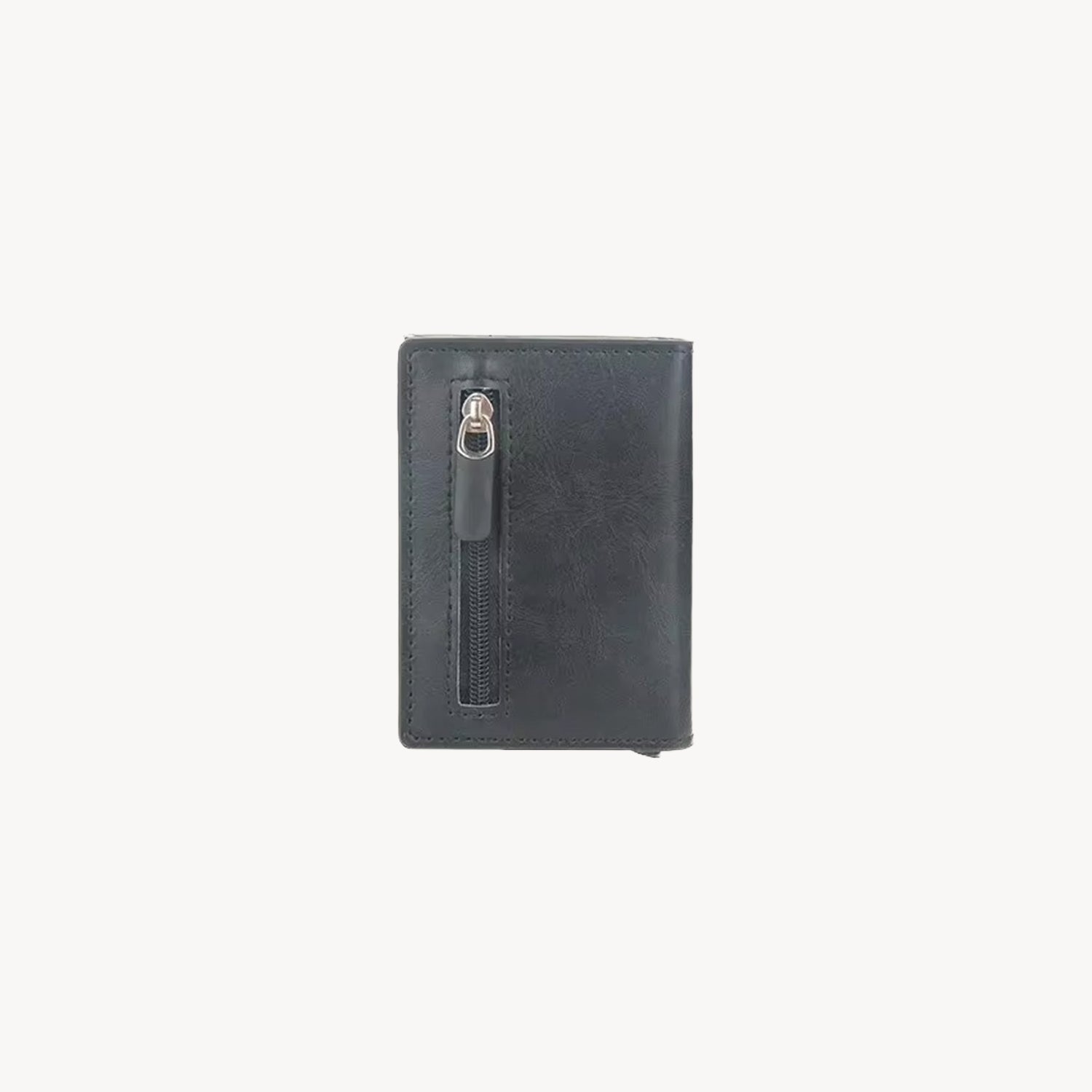 porte carte noir en cuir vegan de dos avec zip